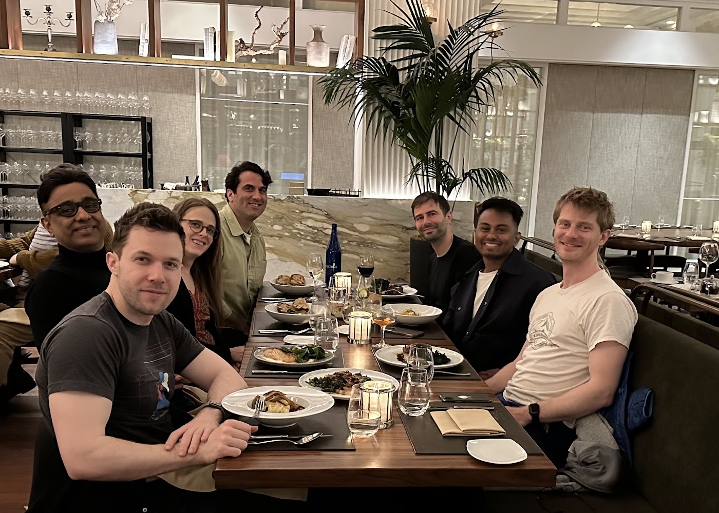 Bryan McCann, Richard Socher, and I at a dinner with colleagues from you.com and Hearst