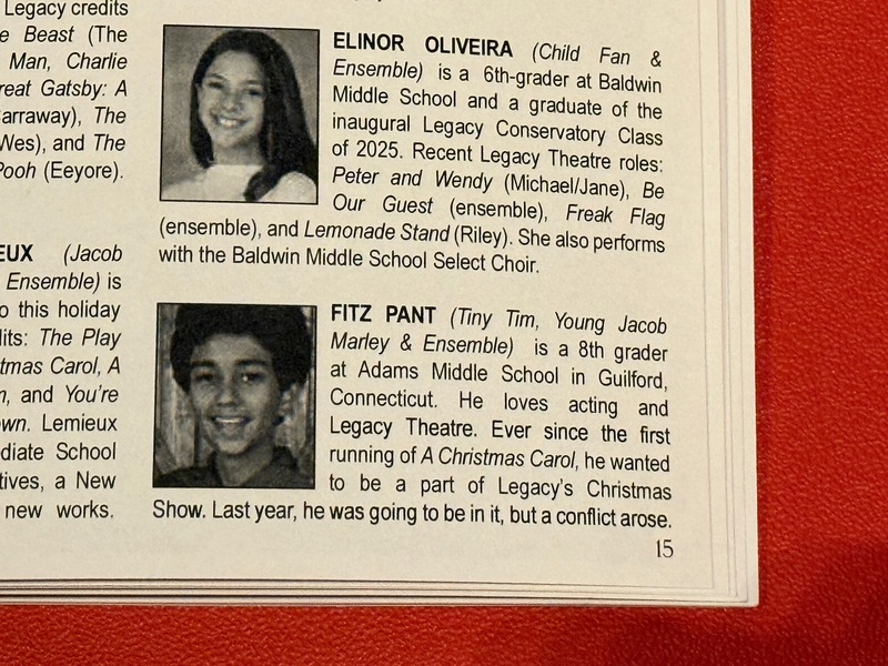 Fitz’s headshot and bio in the program